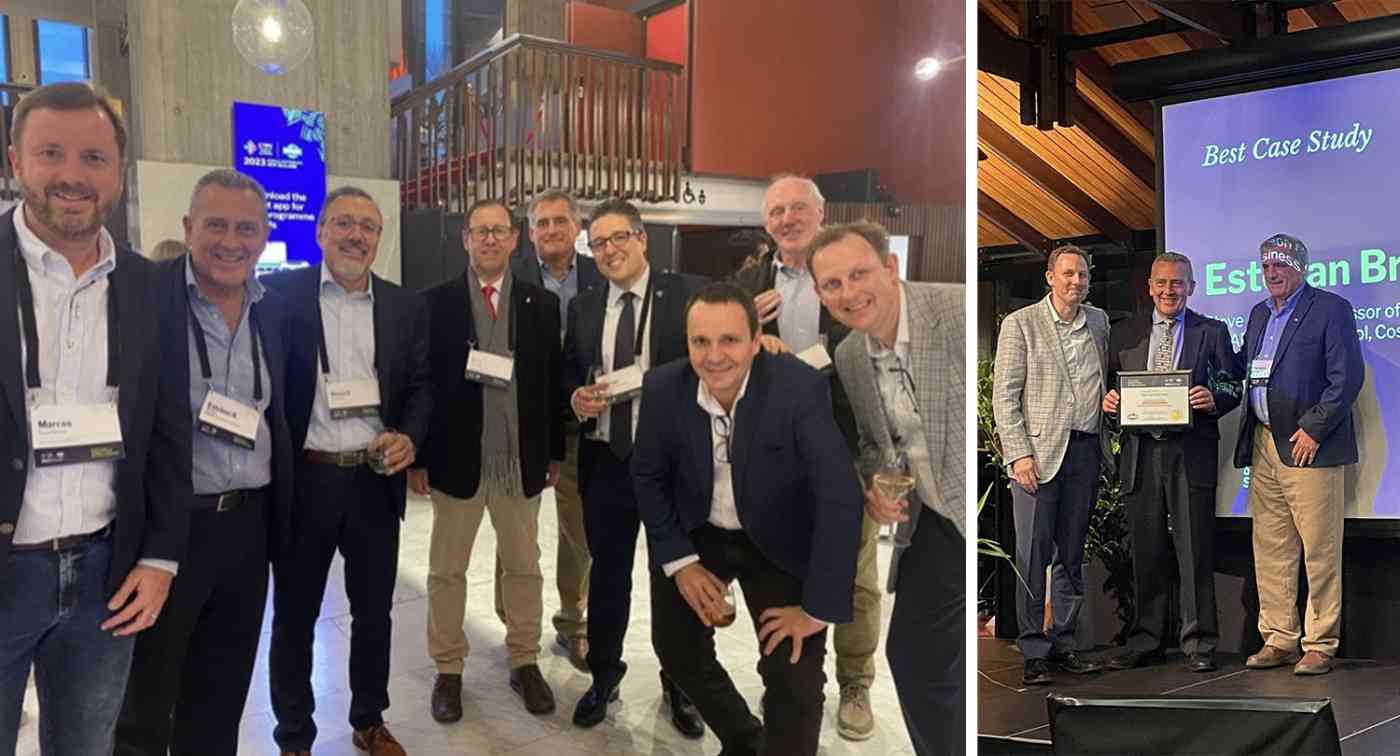 El profesor Esteban R. Brenes durante la conferencia de IFAMA 2023 en Nueva Zelanda